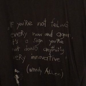 Peter W long sleeve top with Woody Allen quote